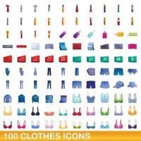 100 Kleidungssymbole im Cartoon-Stil vektor