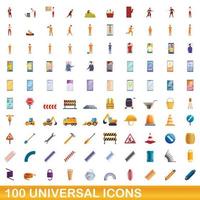 100 universelle Symbole im Cartoon-Stil vektor