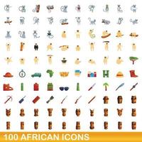 100 afrikanische Symbole im Cartoon-Stil vektor