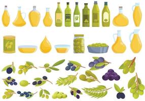 Olivenöl-Symbole setzen Cartoon-Vektor. Baumfutter vektor