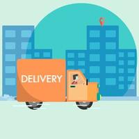 leveransservice, näthandel, hemleverans, leverans skickas med lastbil vektor