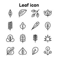 Blätter-Icon-Umriss-Set isoliert auf weißem Hintergrund, Saison-Natur-Blatt-Konzept, Herbst und Frühling, Vektorillustration. vektor