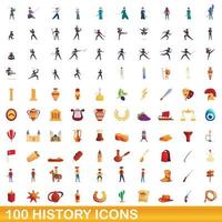 100 Geschichtssymbole im Cartoon-Stil vektor
