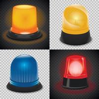 Aufmerksamkeits-Blinker-Icon-Set, realistischer Stil vektor