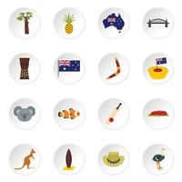 Australien-Reisesymbole im flachen Stil vektor