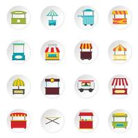 Street-Food-Truck-Icons im flachen Stil vektor