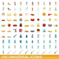 100 universelle Symbole im Cartoon-Stil vektor