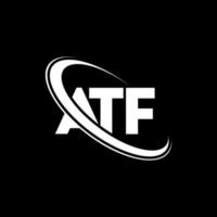 atf-Logo. atf-Brief. ATF-Brief-Logo-Design. Initialen ATF-Logo verbunden mit Kreis und Monogramm-Logo in Großbuchstaben. atf-typografie für technologie-, geschäfts- und immobilienmarke. vektor