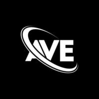 ave-Logo. Ave Brief. ave-Brief-Logo-Design. Initialen-Ave-Logo, verbunden mit einem Kreis und einem Monogramm-Logo in Großbuchstaben. Ave-Typografie für Technologie-, Geschäfts- und Immobilienmarke. vektor