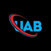 uab-Logo. uab-Brief. uab-Buchstaben-Logo-Design. Initialen uab-Logo verbunden mit Kreis und Monogramm-Logo in Großbuchstaben. uab-typografie für technologie-, geschäfts- und immobilienmarke. vektor