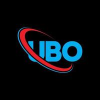 Ubo-Logo. Ubo-Brief. Ubo-Brief-Logo-Design. Ubo-Initialen-Logo, verbunden mit Kreis und Monogramm-Logo in Großbuchstaben. Ubo-Typografie für Technologie-, Geschäfts- und Immobilienmarke. vektor