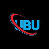 ubu-Logo. Ubu-Brief. Ubu-Brief-Logo-Design. Ubu-Logo mit Initialen, verbunden mit Kreis und Monogramm-Logo in Großbuchstaben. ubu-typografie für technologie-, geschäfts- und immobilienmarke. vektor