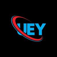 uey-Logo. ui Brief. uey-Buchstaben-Logo-Design. Uey-Logo mit Initialen, verbunden mit Kreis und Monogramm-Logo in Großbuchstaben. uey typografie für technologie-, geschäfts- und immobilienmarke. vektor
