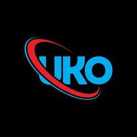 uko logotyp. uko brev. uko bokstavslogotypdesign. initialer uko logotyp länkad med cirkel och versaler monogram logotyp. uko typografi för teknik, företag och fastighetsmärke. vektor