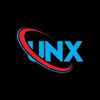unx-Logo. unx-Brief. unx-Brief-Logo-Design. Initialen unx-Logo verbunden mit Kreis und Monogramm-Logo in Großbuchstaben. unx-typografie für technologie-, geschäfts- und immobilienmarke. vektor