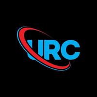 urc logotyp. urc brev. urc brev logotyp design. initialer urc logotyp länkad med cirkel och versaler monogram logotyp. urc typografi för teknik, företag och fastighetsmärke. vektor