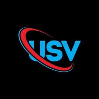 USV-Logo. USV-Brief. USV-Brief-Logo-Design. usv-initialenlogo verbunden mit kreis und monogrammlogo in großbuchstaben. usv-typografie für technologie-, geschäfts- und immobilienmarke. vektor