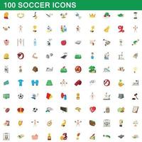 100 Fußballsymbole im Cartoon-Stil vektor