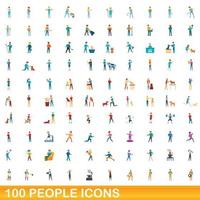 100 Personen Icons Set, Cartoon-Stil vektor