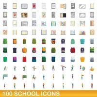 100 Schulsymbole im Cartoon-Stil vektor