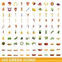 100 griechische Symbole im Cartoon-Stil vektor