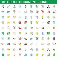 100 Symbole für Office-Dokumente im Cartoon-Stil vektor