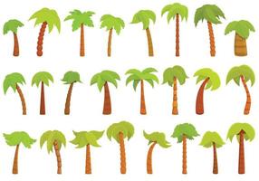 palm ikoner set, tecknad stil vektor