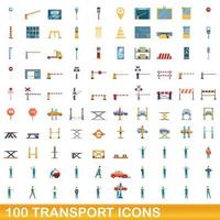 100 Transportsymbole im Cartoon-Stil vektor