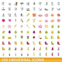 100 universelle Symbole im Cartoon-Stil vektor