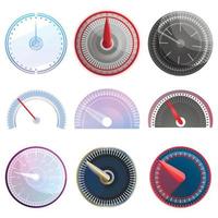 Tachometer-Icon-Set, Cartoon-Stil vektor