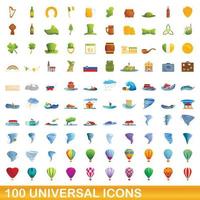 100 universelle Symbole im Cartoon-Stil vektor