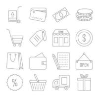 Line-Shopping-Icons gesetzt vektor