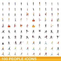 100 Personen Icons Set, Cartoon-Stil vektor