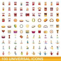 100 universelle Symbole im Cartoon-Stil vektor