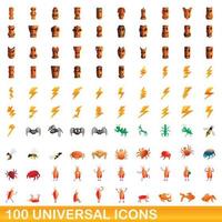 100 universelle Symbole im Cartoon-Stil vektor