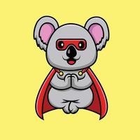 niedliche koala-superhelden schwimmende cartoon-vektor-symbol-illustration. flaches karikaturkonzept des tierischen superhelden vektor