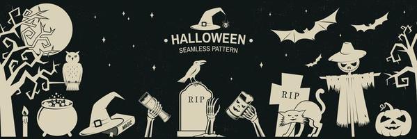 seamless mönster för halloween firande med retro grunge effekt. vektor illustration.