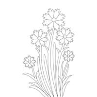 Schablone schwarzes Strichzeichnungselement der Grafik für Kinderblumenblüten-Malseite vektor