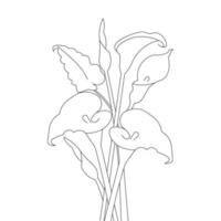 calla blomma barn linjeteckning målarbok sida illustration för utskrift vektor