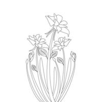 Zeichnen von Blumen und Blättern Malvorlagen der Druckvorlage in grafischen Strichzeichnungen vektor