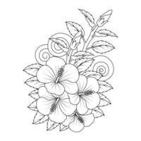 rose of sharon blomma linjekonst vektor grafisk design av målarbok med detaljerad form