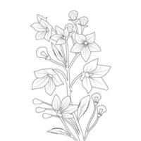 ballong blomma målarbok linjekonst med blommande kronblad och löv illustration vektor