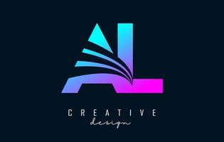 kreativa färgglada bokstäver al al-logotyp med ledande linjer och vägkonceptdesign. bokstäver med geometrisk design. vektor