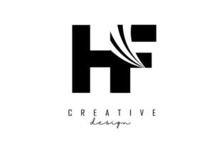 kreativa svarta bokstäver hf hf logotyp med ledande linjer och vägkonceptdesign. bokstäver med geometrisk design. vektor