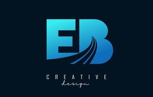 kreativa blå bokstäver eb eb logotyp med ledande linjer och vägkonceptdesign. bokstäver med geometrisk design. vektor