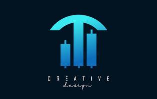 buntes t-logo mit kreativer form und geometrischem design für investierende unternehmen. vektor