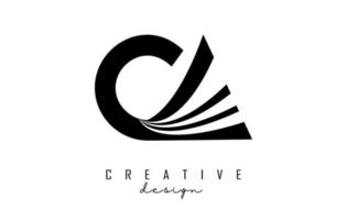 kreativa svarta bokstäver ca ca logotyp med ledande linjer och vägkonceptdesign. bokstäver med geometrisk design. vektor