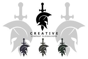 spartanische barbarische Wikingerhelm-Logo-Vorlage Vektor-Icon-Design vektor