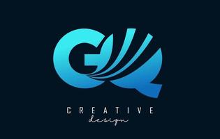 kreativa blå bokstäver gq gq logotyp med ledande linjer och vägkonceptdesign. bokstäver med geometrisk design. vektor