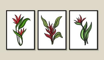 Set zeitgenössischer Kunstplakate mit floralem Thema vektor